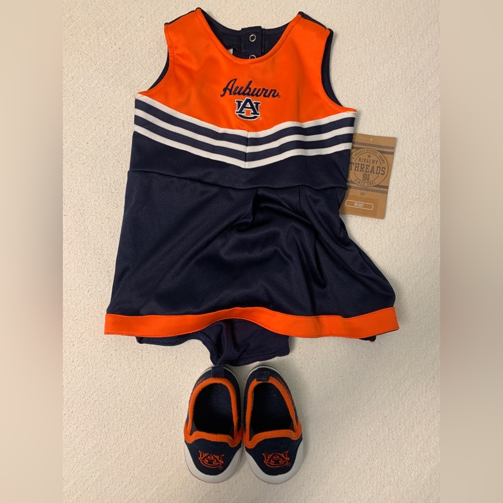 12 months Auburn cheerleader outfit NWT with shoes